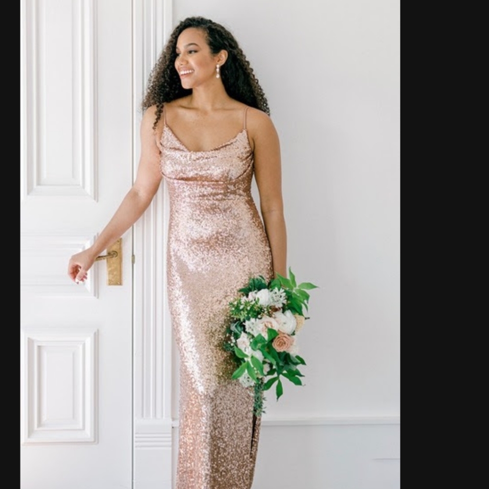 Revelry gold Skye sequin bridesmaid dress